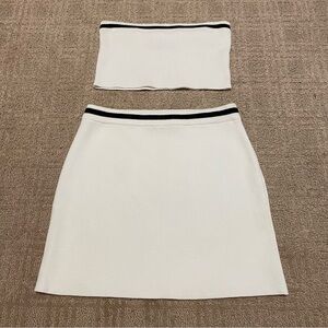 White Fox Boutique White Mini Skirt with Black Trim